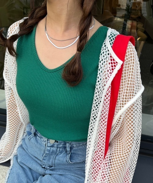 nemne store（ネンネストア）の「前後2wayタンクトップ（タンクトップ・レディース・オフホワイト/アイボリー/グリーン/ブラック・フリー）」の4枚目の写真