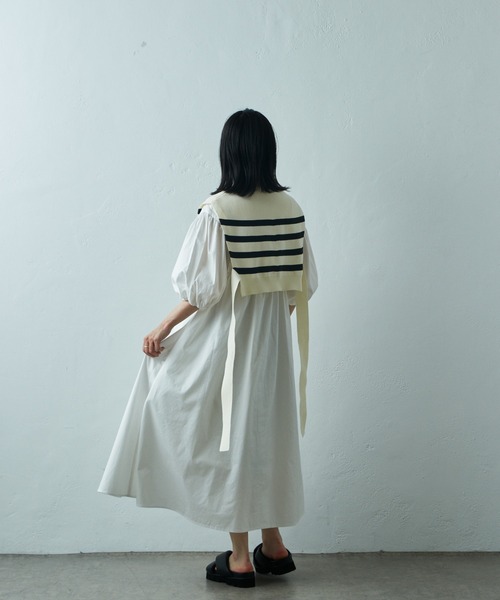 COLONY 2139（コロニートゥーワンスリーナイン）の「two one three nine +0 / サイドリボンベスト＋コットンギャザーワンピース（シャツワンピース・レディース・ネイビー/ホワイト/ホワイト系その他・FREE）」の7枚目の写真