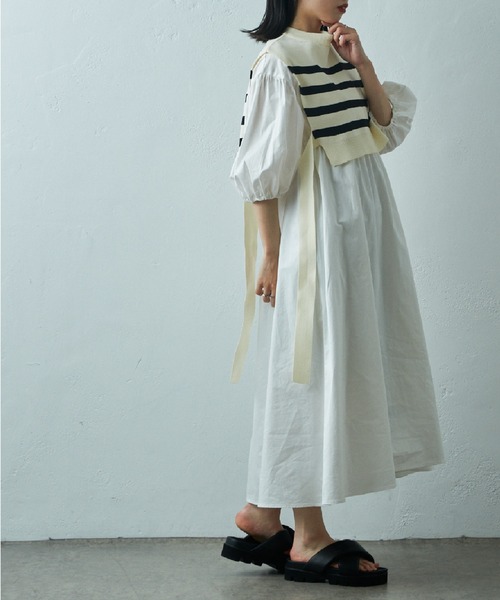 COLONY 2139（コロニートゥーワンスリーナイン）の「two one three nine +0 / サイドリボンベスト＋コットンギャザーワンピース（シャツワンピース・レディース・ネイビー/ホワイト/ホワイト系その他・FREE）」の6枚目の写真