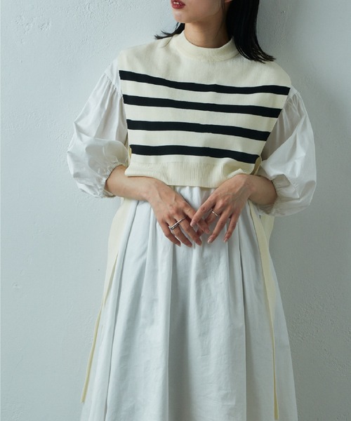 COLONY 2139（コロニートゥーワンスリーナイン）の「two one three nine +0 / サイドリボンベスト＋コットンギャザーワンピース（シャツワンピース・レディース・ネイビー/ホワイト/ホワイト系その他・FREE）」の12枚目の写真