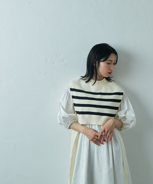 COLONY 2139（コロニートゥーワンスリーナイン）の「two one three nine +0 / サイドリボンベスト＋コットンギャザーワンピース（シャツワンピース・レディース・ネイビー/ホワイト/ホワイト系その他・FREE）」の9枚目の写真