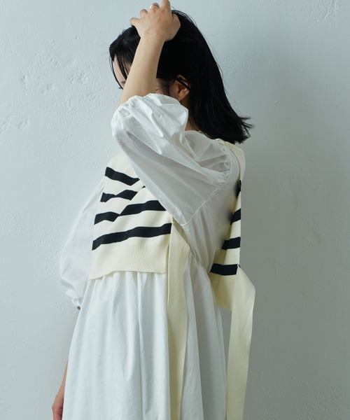 COLONY 2139（コロニートゥーワンスリーナイン）の「two one three nine +0 / サイドリボンベスト＋コットンギャザーワンピース（シャツワンピース・レディース・ネイビー/ホワイト/ホワイト系その他・FREE）」の11枚目の写真