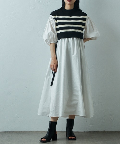 COLONY 2139（コロニートゥーワンスリーナイン）の「two one three nine +0 / サイドリボンベスト＋コットンギャザーワンピース（シャツワンピース・レディース・ネイビー/ホワイト/ホワイト系その他・FREE）」の13枚目の写真