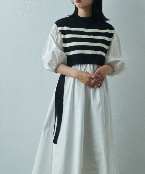 COLONY 2139（コロニートゥーワンスリーナイン）の「two one three nine +0 / サイドリボンベスト＋コットンギャザーワンピース（シャツワンピース・レディース・ネイビー/ホワイト/ホワイト系その他・FREE）」の15枚目の写真