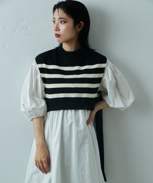 COLONY 2139（コロニートゥーワンスリーナイン）の「two one three nine +0 / サイドリボンベスト＋コットンギャザーワンピース（シャツワンピース・レディース・ネイビー/ホワイト/ホワイト系その他・FREE）」の21枚目の写真