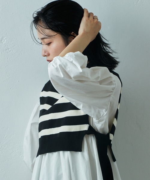 COLONY 2139（コロニートゥーワンスリーナイン）の「two one three nine +0 / サイドリボンベスト＋コットンギャザーワンピース（シャツワンピース・レディース・ネイビー/ホワイト/ホワイト系その他・FREE）」の19枚目の写真