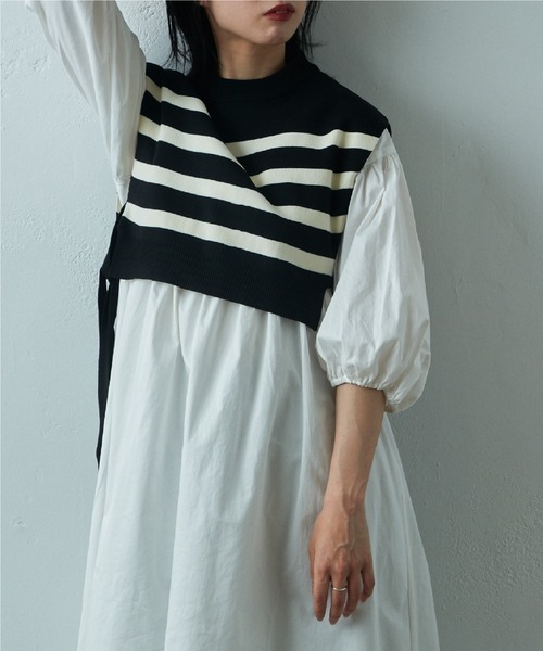 COLONY 2139（コロニートゥーワンスリーナイン）の「two one three nine +0 / サイドリボンベスト＋コットンギャザーワンピース（シャツワンピース・レディース・ネイビー/ホワイト/ホワイト系その他・FREE）」の14枚目の写真