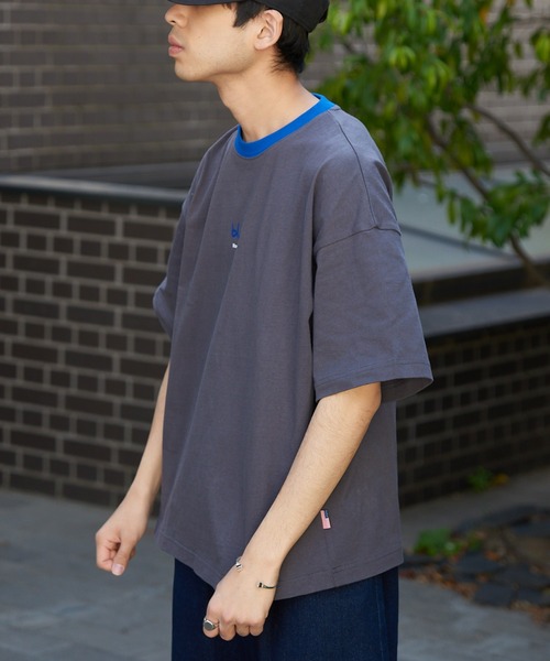 CIAOPANIC TYPY（チャオパニックティピー）の「USAコットン手書き風ロゴリンガーTee（Tシャツ/カットソー・メンズ・チャコールグレー/オフホワイト/ブルー・MEDIUM/LARGE）」の22枚目の写真