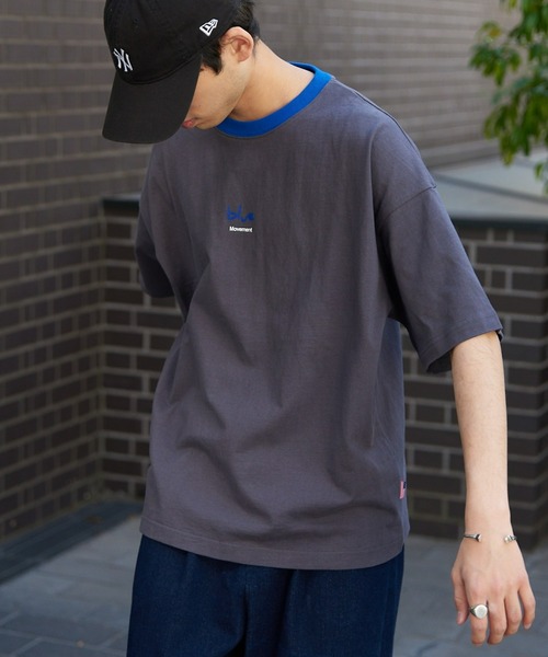 CIAOPANIC TYPY（チャオパニックティピー）の「USAコットン手書き風ロゴリンガーTee（Tシャツ/カットソー・メンズ・チャコールグレー/オフホワイト/ブルー・MEDIUM/LARGE）」の21枚目の写真