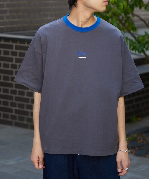 CIAOPANIC TYPY（チャオパニックティピー）の「USAコットン手書き風ロゴリンガーTee（Tシャツ/カットソー・メンズ・チャコールグレー/オフホワイト/ブルー・MEDIUM/LARGE）」の20枚目の写真