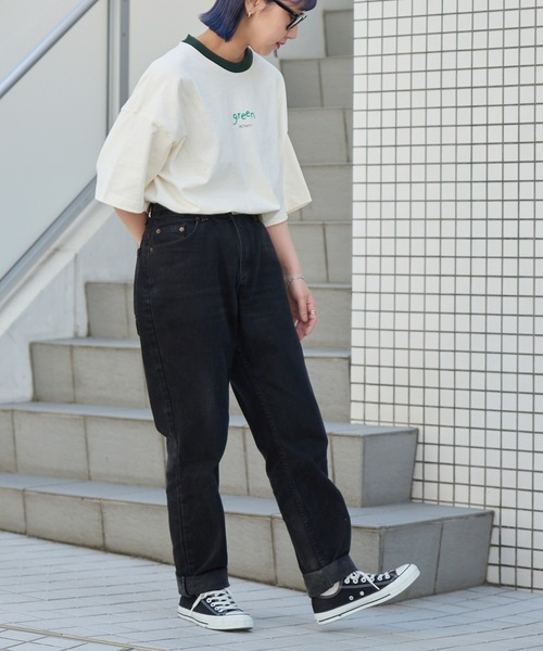 CIAOPANIC TYPY（チャオパニックティピー）の「USAコットン手書き風ロゴリンガーTee（Tシャツ/カットソー・メンズ・チャコールグレー/オフホワイト/ブルー・MEDIUM/LARGE）」の11枚目の写真