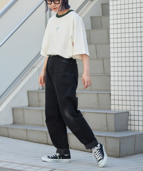 CIAOPANIC TYPY（チャオパニックティピー）の「USAコットン手書き風ロゴリンガーTee（Tシャツ/カットソー・メンズ・チャコールグレー/オフホワイト/ブルー・MEDIUM/LARGE）」の10枚目の写真