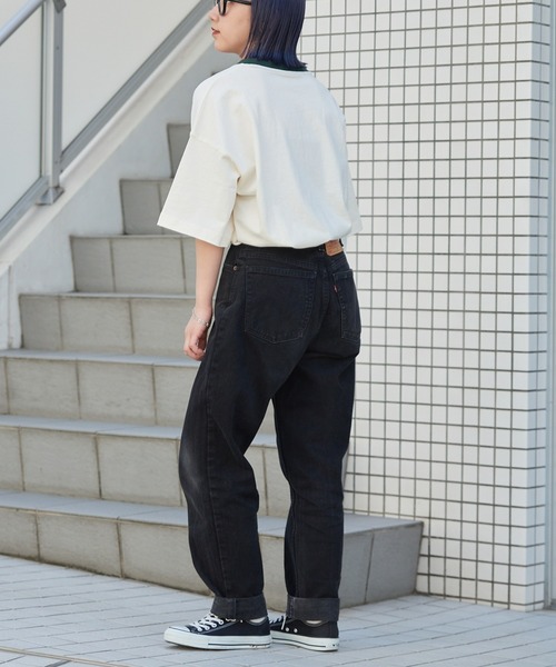 CIAOPANIC TYPY（チャオパニックティピー）の「USAコットン手書き風ロゴリンガーTee（Tシャツ/カットソー・メンズ・チャコールグレー/オフホワイト/ブルー・MEDIUM/LARGE）」の13枚目の写真