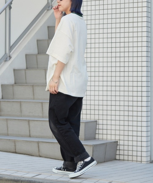 CIAOPANIC TYPY（チャオパニックティピー）の「USAコットン手書き風ロゴリンガーTee（Tシャツ/カットソー・メンズ・チャコールグレー/オフホワイト/ブルー・MEDIUM/LARGE）」の14枚目の写真