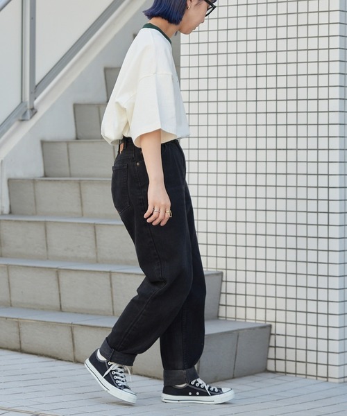 CIAOPANIC TYPY（チャオパニックティピー）の「USAコットン手書き風ロゴリンガーTee（Tシャツ/カットソー・メンズ・チャコールグレー/オフホワイト/ブルー・MEDIUM/LARGE）」の12枚目の写真