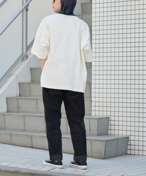 CIAOPANIC TYPY（チャオパニックティピー）の「USAコットン手書き風ロゴリンガーTee（Tシャツ/カットソー・メンズ・チャコールグレー/オフホワイト/ブルー・MEDIUM/LARGE）」の15枚目の写真