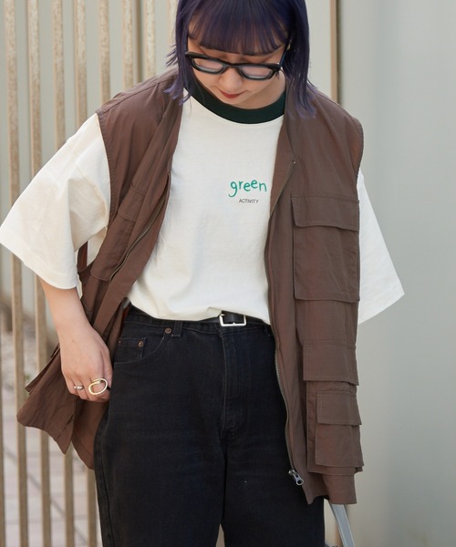 CIAOPANIC TYPY（チャオパニックティピー）の「USAコットン手書き風ロゴリンガーTee（Tシャツ/カットソー・メンズ・チャコールグレー/オフホワイト/ブルー・MEDIUM/LARGE）」の16枚目の写真