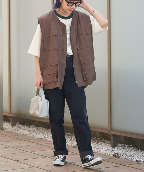 CIAOPANIC TYPY（チャオパニックティピー）の「USAコットン手書き風ロゴリンガーTee（Tシャツ/カットソー・メンズ・チャコールグレー/オフホワイト/ブルー・MEDIUM/LARGE）」の17枚目の写真