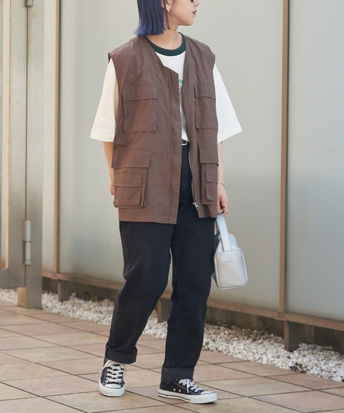 CIAOPANIC TYPY（チャオパニックティピー）の「USAコットン手書き風ロゴリンガーTee（Tシャツ/カットソー・メンズ・チャコールグレー/オフホワイト/ブルー・MEDIUM/LARGE）」の18枚目の写真