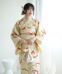 utatane（ウタタネ）の「浴衣3点セット 綿麻 夕暮れトンボ（浴衣）」