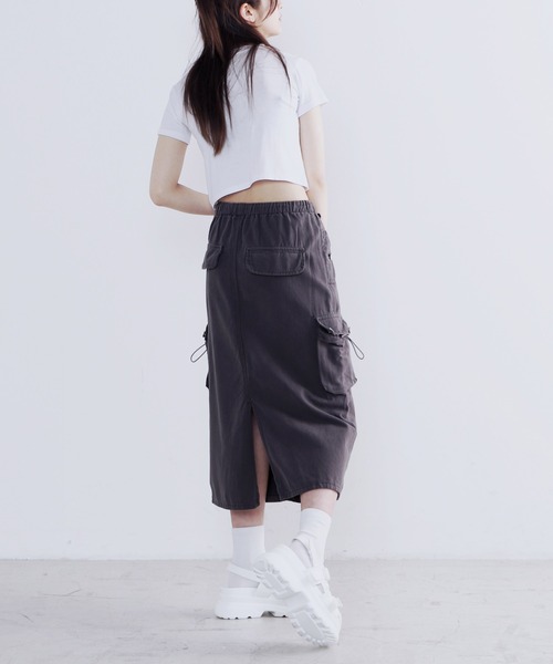 Figments（フィグメンツ）の「カーゴロングスカート（スカート・レディース・ブラック/グレー・FREE）」の4枚目の写真