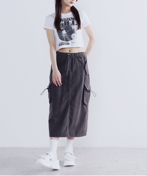 Figments（フィグメンツ）の「カーゴロングスカート（スカート・レディース・ブラック/グレー・FREE）」の3枚目の写真