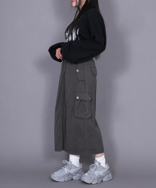 Figments（フィグメンツ）の「カーゴロングスカート（スカート・レディース・ブラック/グレー・FREE）」の7枚目の写真