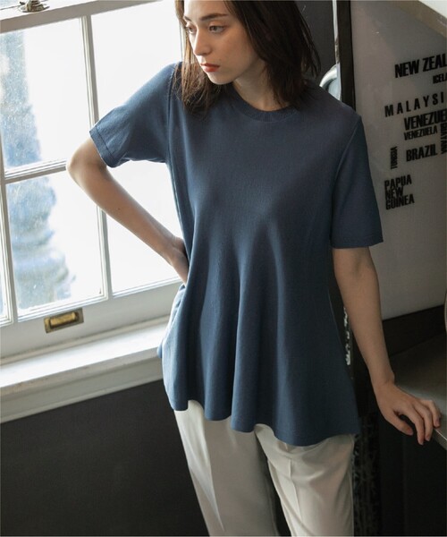 OPAQUE.CLIP（オペークドットクリップ）の「◆UVアイスタッチ ペプラムニット【接触冷感/抗ピリング/洗濯機洗い可】（ニット/セーター・レディース・ライトブルー/ブラック/ライトグレー/ブラウン系その他・38/40/42/36）」の16枚目の写真