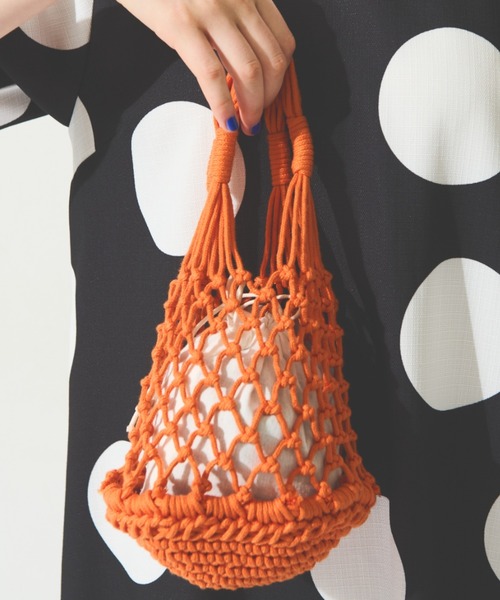 MERLOT（メルロー）の「ネットミニバッグ（ハンドバッグ・レディース・オレンジ/グリーン/ブラック・FREE）」の3枚目の写真