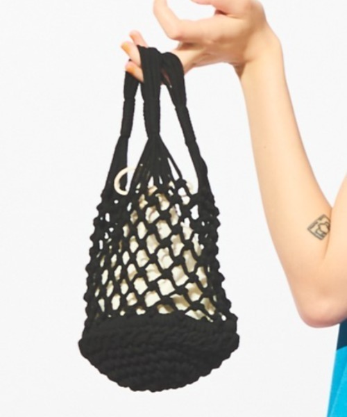 MERLOT（メルロー）の「ネットミニバッグ（ハンドバッグ・レディース・オレンジ/グリーン/ブラック・FREE）」の2枚目の写真