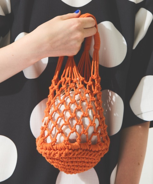 MERLOT（メルロー）の「ネットミニバッグ（ハンドバッグ・レディース・オレンジ/グリーン/ブラック・FREE）」の7枚目の写真