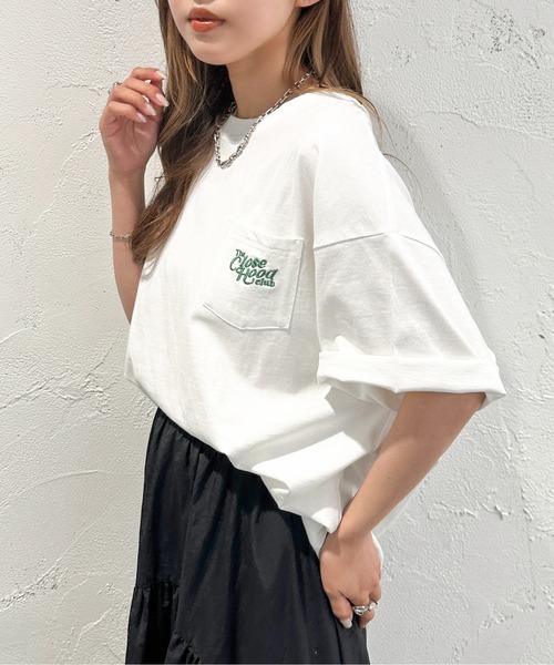 apres jour mignon（アプレジュールミニョン）の「ポケット刺繍Tシャツ【ZOZOTOWN限定アイテム】（Tシャツ/カットソー・レディース・ブラック系その他/ホワイト系その他2/オフホワイト/ブルー/ホワイト系その他・フリー/X-LARGE）」の7枚目の写真