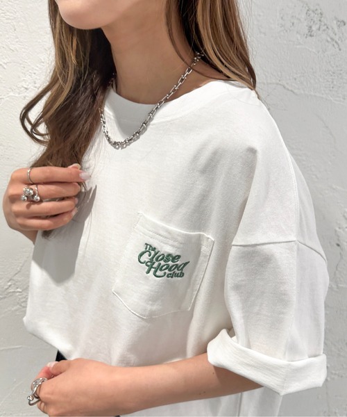apres jour mignon（アプレジュールミニョン）の「ポケット刺繍Tシャツ【ZOZOTOWN限定アイテム】（Tシャツ/カットソー・レディース・ブラック系その他/ホワイト系その他2/オフホワイト/ブルー/ホワイト系その他・フリー/X-LARGE）」の8枚目の写真