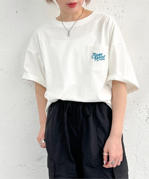 apres jour mignon（アプレジュールミニョン）の「ポケット刺繍Tシャツ【ZOZOTOWN限定アイテム】（Tシャツ/カットソー・レディース・ブラック系その他/ホワイト系その他2/オフホワイト/ブルー/ホワイト系その他・フリー/X-LARGE）」の13枚目の写真