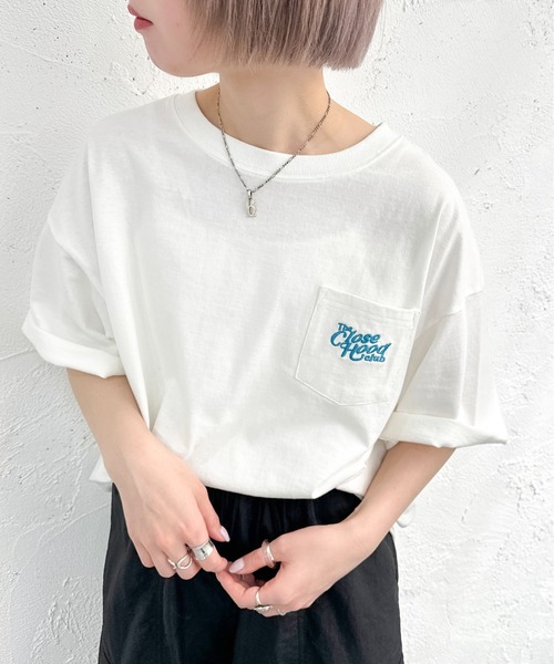 apres jour mignon（アプレジュールミニョン）の「ポケット刺繍Tシャツ【ZOZOTOWN限定アイテム】（Tシャツ/カットソー・レディース・ブラック系その他/ホワイト系その他2/オフホワイト/ブルー/ホワイト系その他・フリー/X-LARGE）」の15枚目の写真