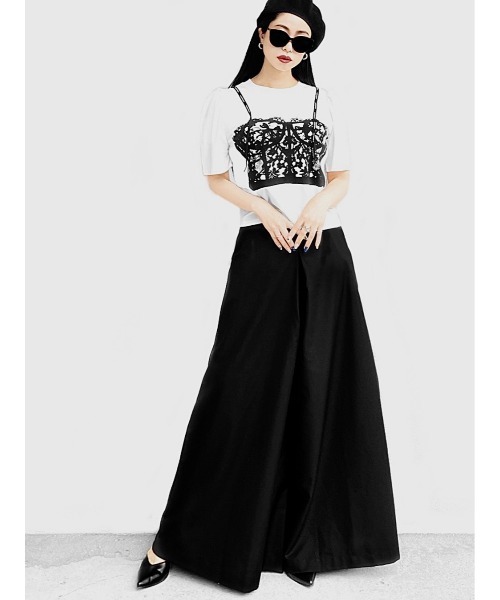 LVEU.(ラブユ.)の「Inparted tuck flare pants / インパーテッドタックフレアパンツ(Ai select)(その他パンツ・レディース・ブラック・FREE)」の2枚目の写真