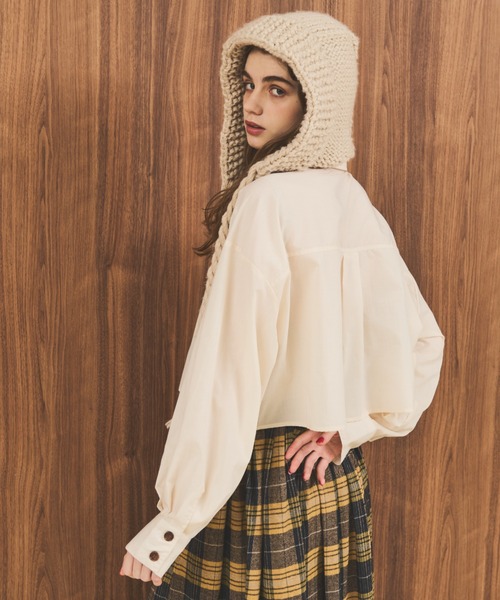 MERLOT(メルロー)の「ポケット付きショートシャツ(シャツ/ブラウス・レディース・アイボリー/オレンジ/ブラック・FREE)」の6枚目の写真