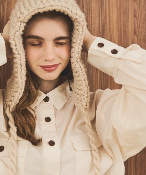 MERLOT(メルロー)の「ポケット付きショートシャツ(シャツ/ブラウス・レディース・アイボリー/オレンジ/ブラック・FREE)」の5枚目の写真