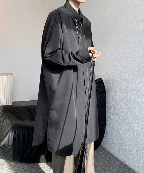 セール】【FVLMEN】chain neck crazy long shirt/チェーンネック