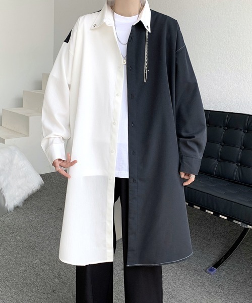 セール】【FVLMEN】chain neck crazy long shirt/チェーンネック