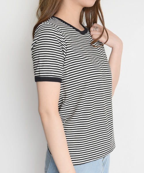 Flowering Korea(フラワーリングコリア)の「配色リンガーTシャツ(Tシャツ/カットソー・レディース・グリーン/ブラック/ブラウン・FREE)」の1枚目の写真