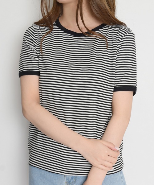 Flowering Korea(フラワーリングコリア)の「配色リンガーTシャツ(Tシャツ/カットソー・レディース・グリーン/ブラック/ブラウン・FREE)」の9枚目の写真