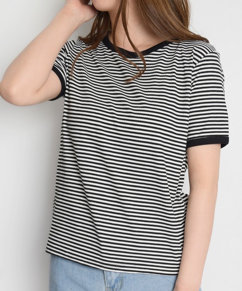 Flowering Korea(フラワーリングコリア)の「配色リンガーTシャツ(Tシャツ/カットソー・レディース・グリーン/ブラック/ブラウン・FREE)」の6枚目の写真