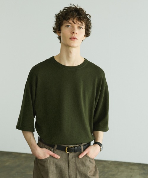 Bleme(ブレム)の「リラクシー ニットTシャツ(ニット/セーター・メンズ・ネイビー/ブラック系/ネイビー系/オリーブ・S/M/L/XL)」の3枚目の写真