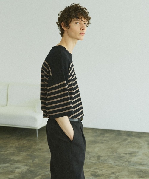 Bleme(ブレム)の「リラクシー ニットTシャツ(ニット/セーター・メンズ・ネイビー/ブラック系/ネイビー系/オリーブ・S/M/L/XL)」の20枚目の写真