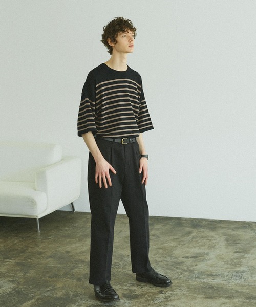 Bleme(ブレム)の「リラクシー ニットTシャツ(ニット/セーター・メンズ・ネイビー/ブラック系/ネイビー系/オリーブ・S/M/L/XL)」の5枚目の写真