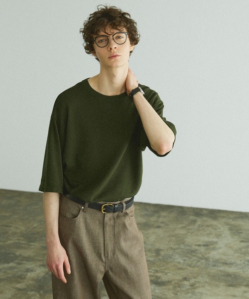 Bleme(ブレム)の「リラクシー ニットTシャツ(ニット/セーター・メンズ・ネイビー/ブラック系/ネイビー系/オリーブ・S/M/L/XL)」の21枚目の写真