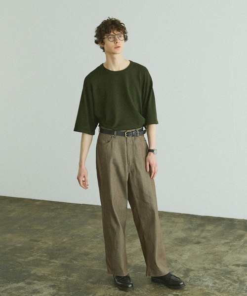 Bleme(ブレム)の「リラクシー ニットTシャツ(ニット/セーター・メンズ・ネイビー/ブラック系/ネイビー系/オリーブ・S/M/L/XL)」の6枚目の写真