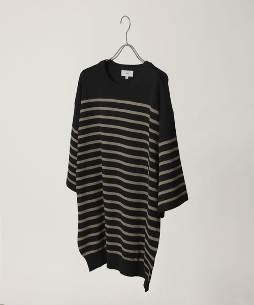 Bleme(ブレム)の「リラクシー ニットTシャツ(ニット/セーター・メンズ・ネイビー/ブラック系/ネイビー系/オリーブ・S/M/L/XL)」の9枚目の写真