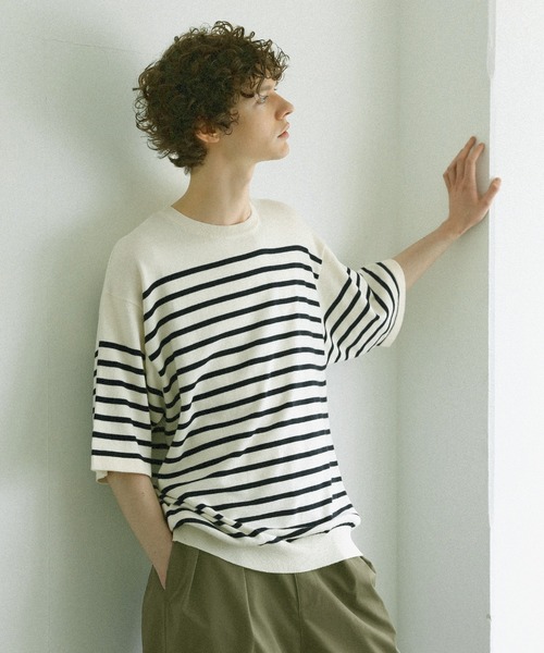 Bleme(ブレム)の「リラクシー ニットTシャツ(ニット/セーター・メンズ・ネイビー/ブラック系/ネイビー系/オリーブ・S/M/L/XL)」の18枚目の写真